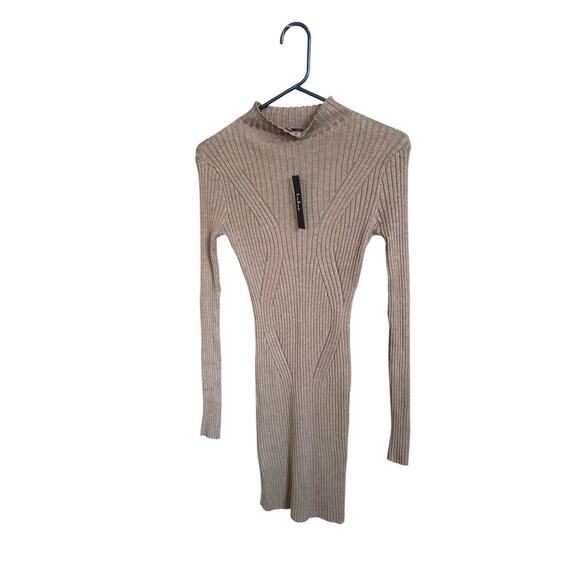 🤎 Lulus Taupe Ribbed Knit Bodycon Sweater Dress – Size Small – NWT - Picture 2 of 7